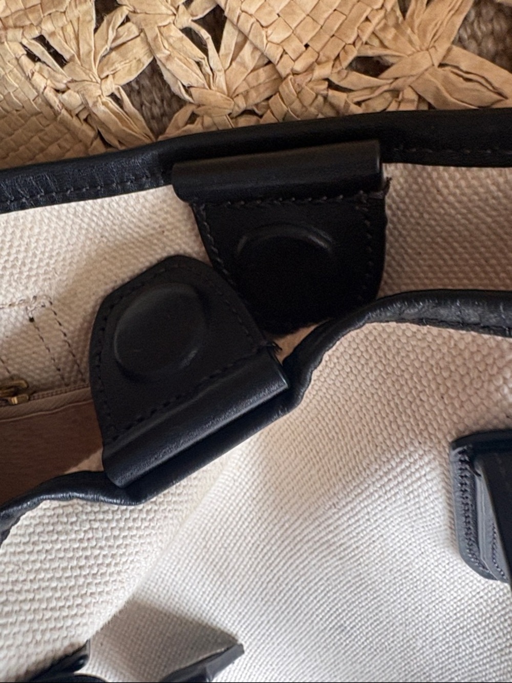 J Crew Canvas & Leather Tote Bag in Black and Cream - Picture 8 of 11